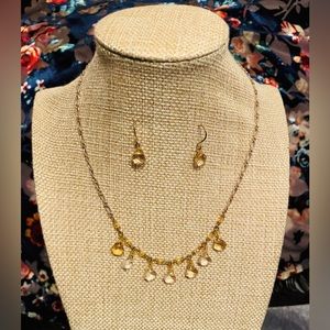 Vintage Crystal Choker Dainty Boho Necklace with Earrings